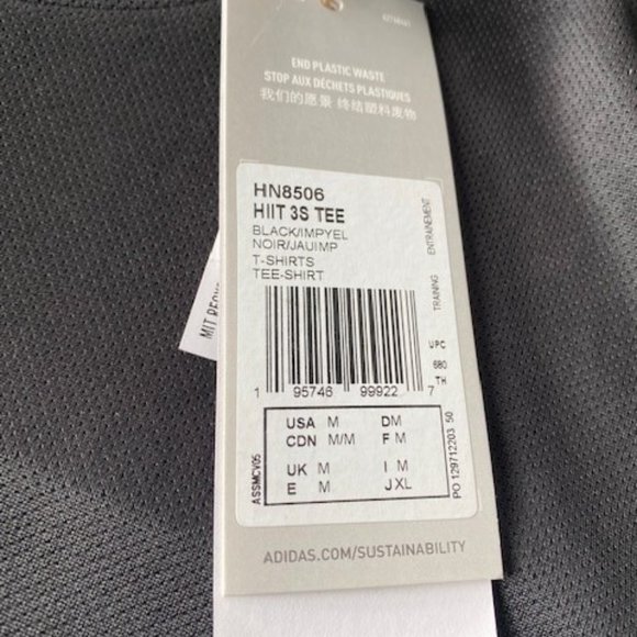 NWT Adidas AEROREADY HIIT BACK 3-STRIPES TRAINING TEE - Picture 3 of 5